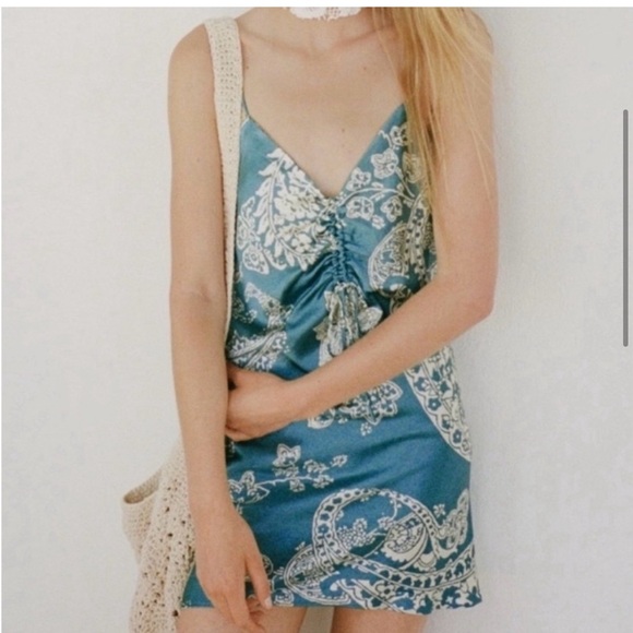 Zara Satin Floral Paisley Print Slip Mini Dress - Picture 2 of 8